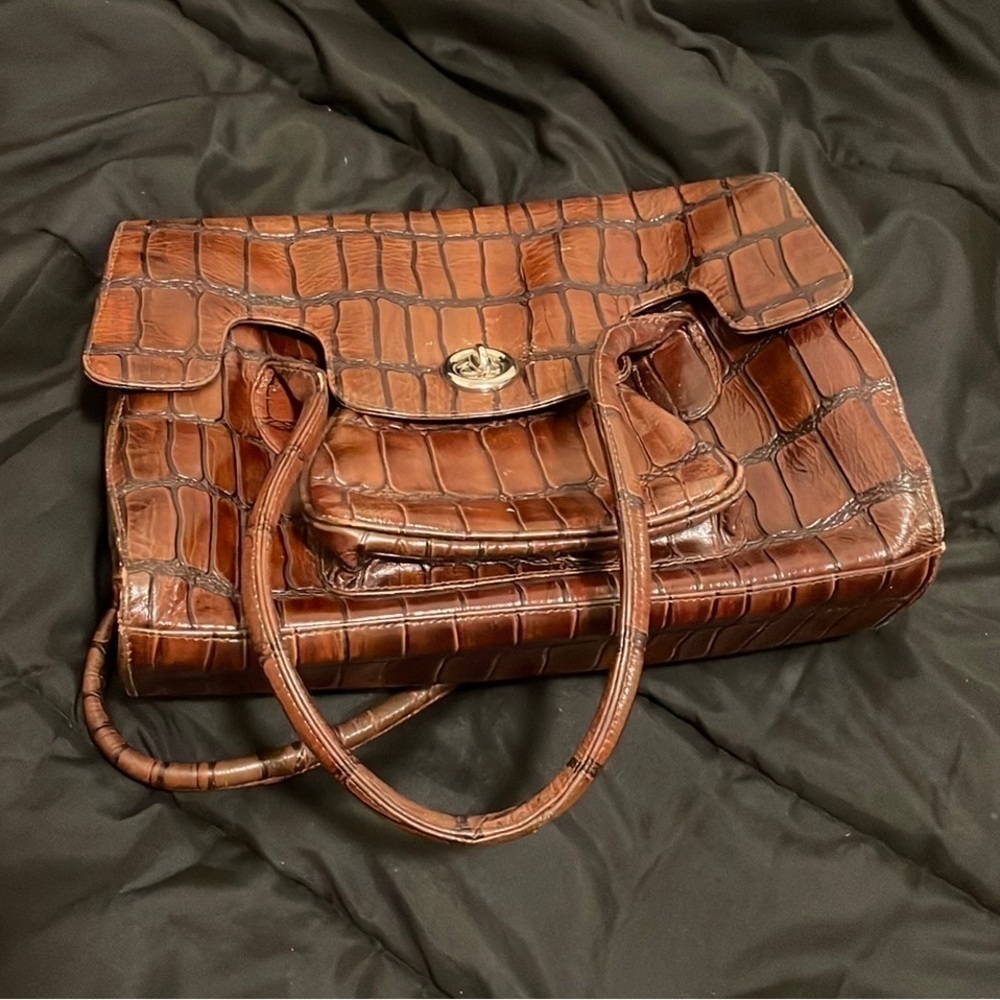 Vintage Jane Shilton London Brown Faux Reptile Leather Purse